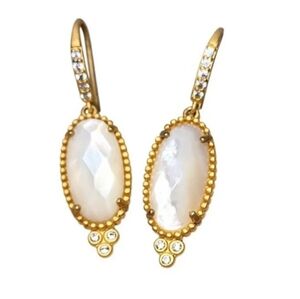 Freida Rothman 14k Gold Plated Sterling Silver Mother of Pearl Faceted Earrings